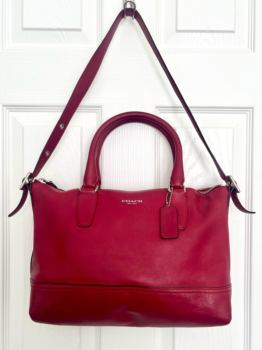 Coach Legacy Molly East West 21132 Cranberry Red Leather Satchel Handbag